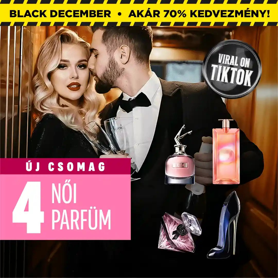 FIZESS 1-ET, ÉS VIGYÉL 4-ET! – Exkluzív prémium parfümcsomag: Scandal, Idôle, La Nuit Trésor és Good Girl (Eau de Parfum, 100 ml mindegyik)