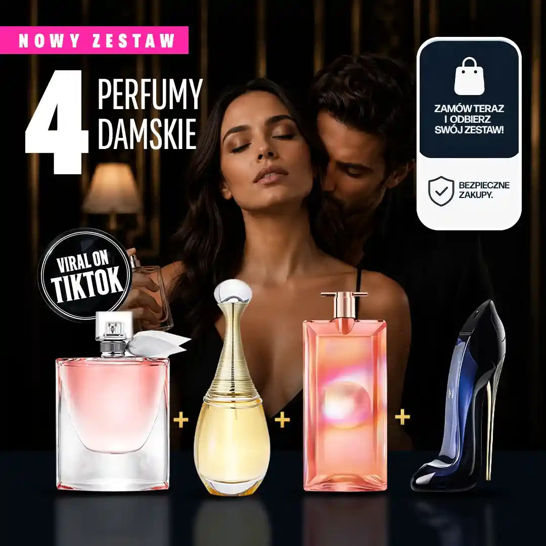 FIZESS 1-ET, VIGYÉL 4-ET! – Exkluzív női prémium parfümszett: Good Girl, La Vie Est Belle, Idôle és J’adore (Eau de Parfum, mindegyik 100 ml)