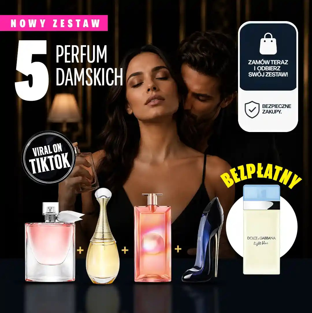 5 PERFUM W CENIE JEDNEGO! Zapłać za 1 i odbierz 4 + 1 GRATIS — zestaw premium z J’adore, Good Girl, Idôle i La Vie Est Belle oraz Light Blue 50 ml GRATIS, idealnym zapachem na lato