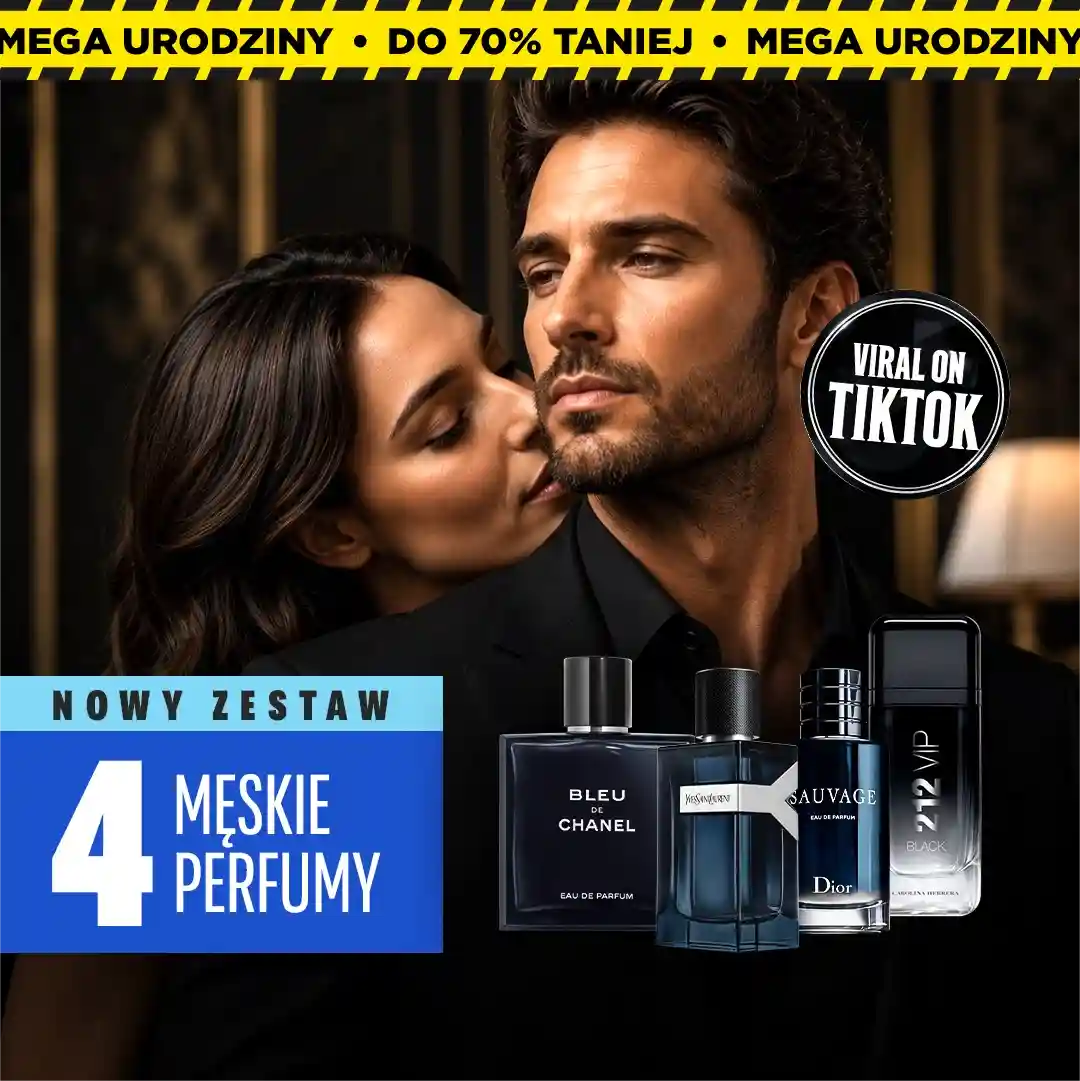 4 PERFUMY W CENIE 1! — Ekskluzywny męski zestaw perfum premium: Bleu de Chanel, Sauvage, YSL Y i 212 VIP Black (po 100 ml każdy)